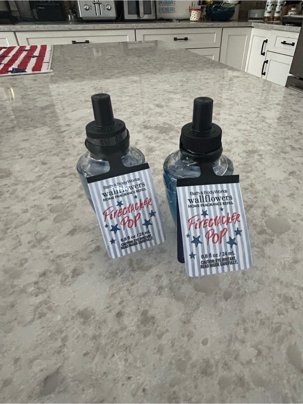 “New” Bath & Body Works Firecracker Pop Wallflowers Refills - Blue Bottles (2)